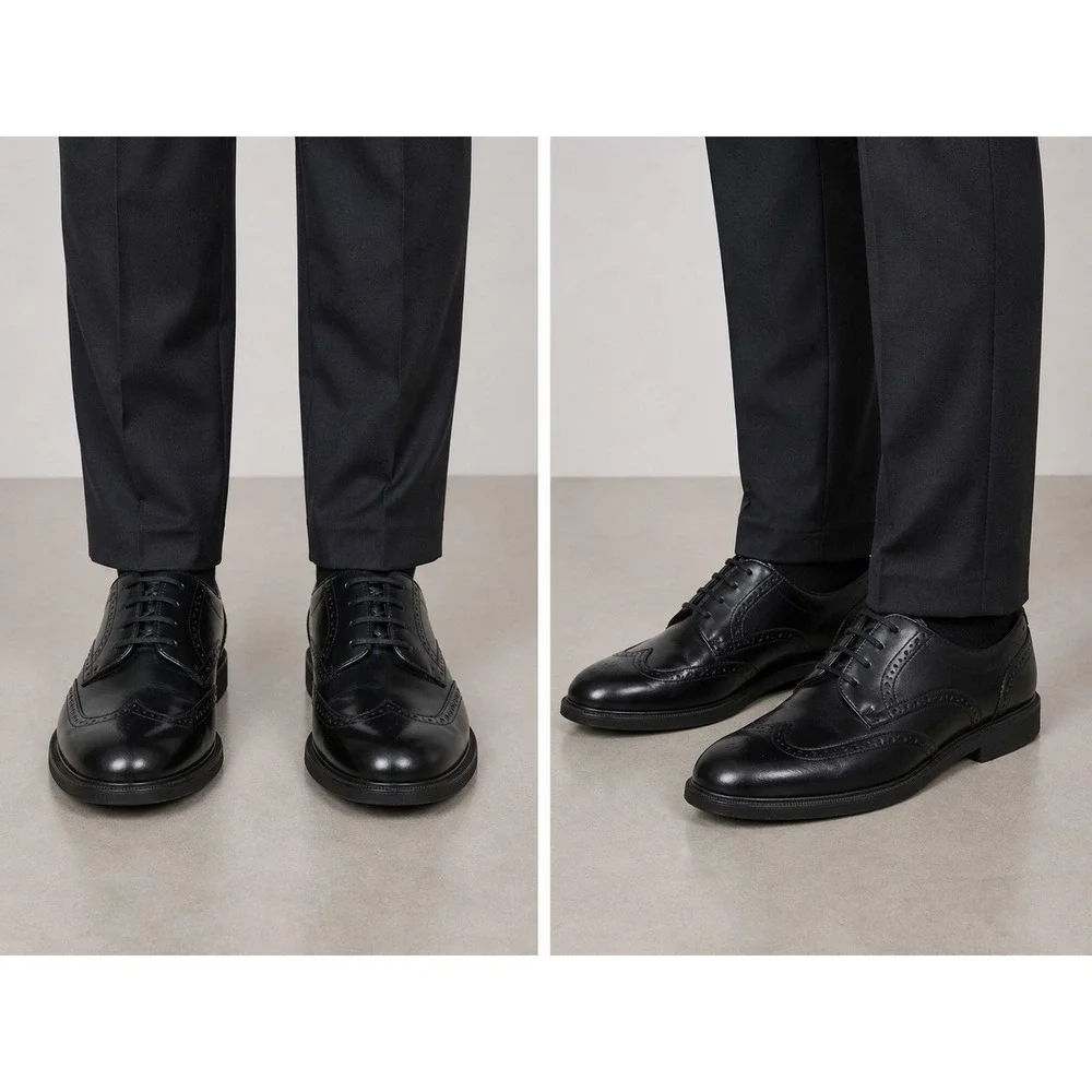 Rockport Men's 11.5M‎ Black Wingtip Oxford Vibram Sole Dress Shoes Leather
